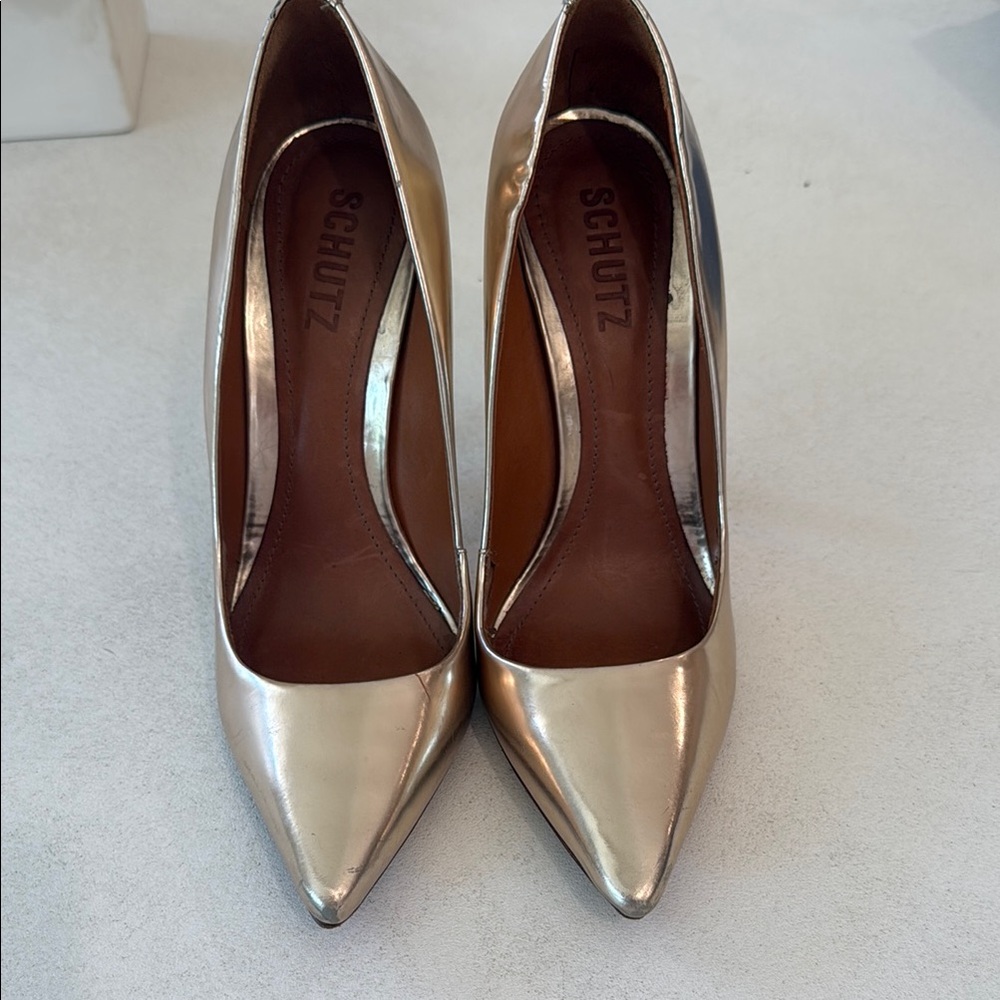 SCHUTZ Gold Stiletto Heels Elegant Pumps